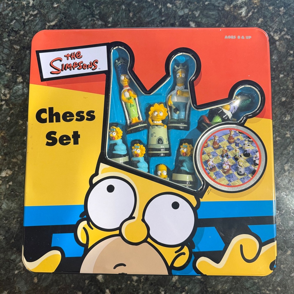 The Simpsons Chess Set 2000s Complete Boxed Tin Collectible Game Y2K